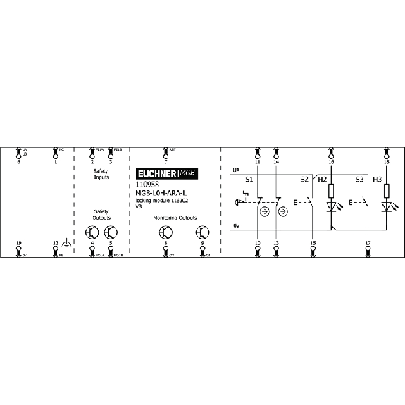Système de verrouillage, 2 boutons, arrêt durgence, RC18 - MGB-L0H-ARA-L-110958-Lire la description