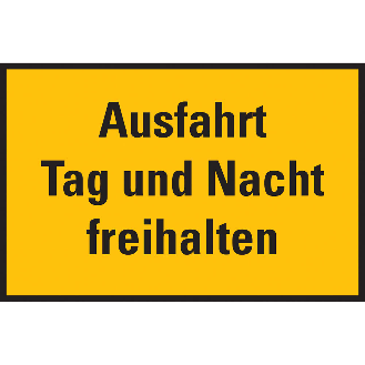 Hinweisschild Ausfahrt Tag und Nacht freihalten, Aluminium, 250x350mm-Beschreibung lesen