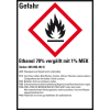 GHS-Etikett Ethanol 70% .. mit 1% MEK, GefStoffV/GHS/CLP, Folie, 52x74mm, 10/Bogen