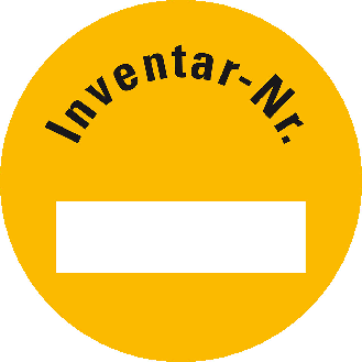 Inventaretikett Inventar-Nr., gelb, Dokumentenfolie, selbstklebend, Ø 30mm, 18/Bogen-Beschreibung lesen