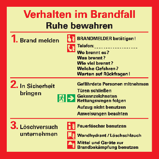 PERMALIGHT power langnachleuchtend Notfallplan Verhalten im Brandfall, Folie, 200x200mm-Beschreibung lesen