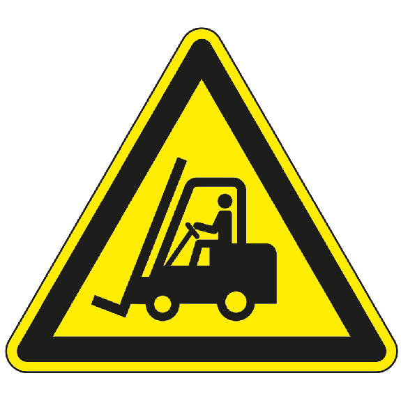 Warnschild Warnung vor Flurförderzeugen, ASR/ISO, Aluminium RA0, reflektierend, SL 900mm-Beschreibung lesen