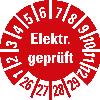 Prüfplakette Elektr.geprüft, 26-29, rot, Folie, selbstklebend, Ø 10mm, 10/Bogen