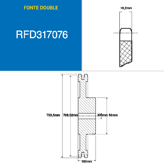 CMW - Ruota in ghisa prealesata - Doppio ingranaggio - 20B2 - 76 denti - passo 31,75 mm con foro 56 mm CMW - Ruota in ghisa prealesata - Doppio ingranaggio - 20B2 - 76 denti - passo 31,75 mm con foro 56 mm-Leggi tutto