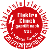 Prüfplakette Elektro-Check nach VDE,n.Termin,26-31,rot,Folie,Ø 20mm,500/Rolle