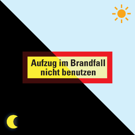 PERMALIGHT power langnachleuchtend Feuerwehrschild Aufzug im Brandfall nicht benutzen, Folie, 210x74mm-Beschreibung lesen