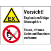 Kombischild mit Symbolen Vorsicht! Explosionsfähige .., Kunststoff, 200x150m Kombischild mit Symbolen Vorsicht! Explosionsfähige .., Kunststoff, 200x150m