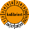 Prüfplakette kalibriert, 26-29, orange, Folie, selbstklebend, Ø 20mm, 10/Bogen Prüfplakette kalibriert, 26-29, orange, Folie, selbstklebend, Ø 20mm, 10/Bogen
