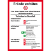 Aushang Brände verhüten, DIN 14096, bauliche Anlagen, Kunststoff, 210x297mm, ASR A1.3, DIN EN ISO 7010 Aushang Brände verhüten, DIN 14096, bauliche Anlagen, Kunststoff, 210x297mm, ASR A1.3, DIN EN ISO 7010