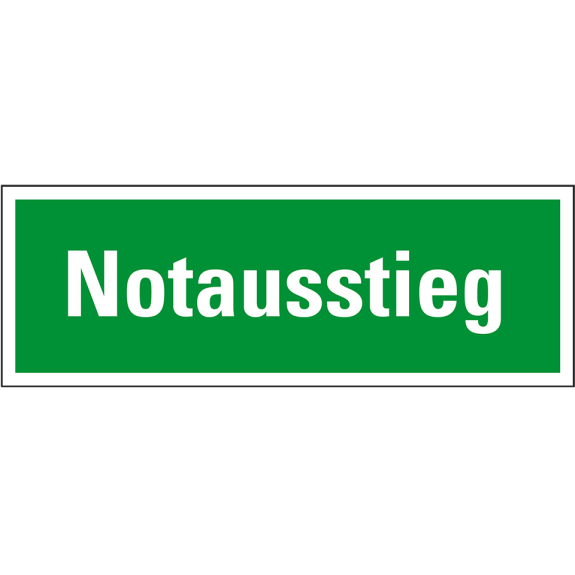 Rettungszeichen Notausstieg, praxisbewährt, Folie, selbstklebend, 297x105mm Rettungszeichen Notausstieg, praxisbewährt, Folie, selbstklebend, 297x105mm-Beschreibung lesen