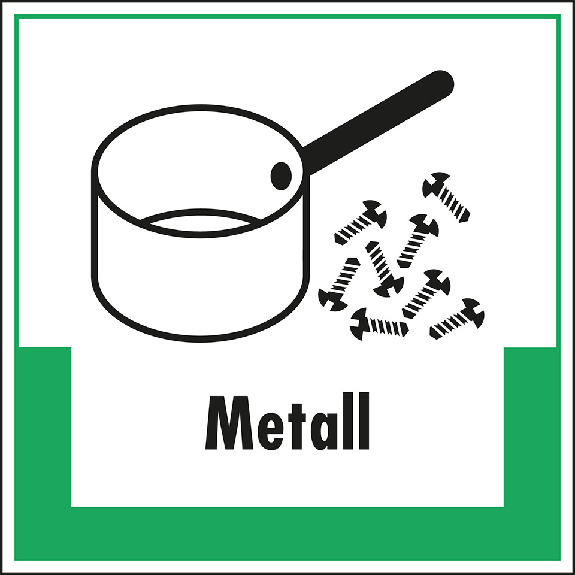 Abfallkennzeichen Metall, mit Symbol und Text, Folie, selbstklebend, 200x200mm Abfallkennzeichen Metall, mit Symbol und Text, Folie, selbstklebend, 200x200mm-Beschreibung lesen