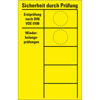 Prüfnachweis Typ A, Erstprüfung nach VDE 0100, Folie, ablösbar, 90x140mm-Beschreibung lesen