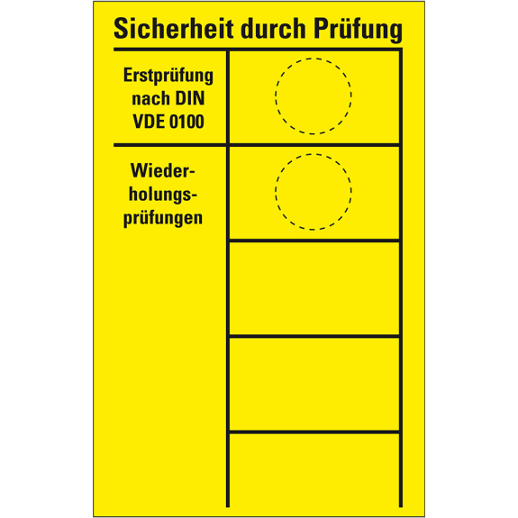 Prüfnachweis Typ A, Erstprüfung nach VDE 0100, Folie, ablösbar, 90x140mm Prüfnachweis Typ A, Erstprüfung nach VDE 0100, Folie, ablösbar, 90x140mm-Beschreibung lesen