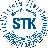 Prüfplakette STK 25-30,weiß/blau,DIN EN 60601-01,Spezialkleber,Ø 30mm,10/Bogen
