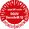 Prüfplakette gepr. nach DGUV Vorschr.52,25-30,rot,Folie,selbst.,Ø 30mm,10/Bogen Prüfplakette gepr. nach DGUV Vorschr.52,25-30,rot,Folie,selbst.,Ø 30mm,10/Bogen