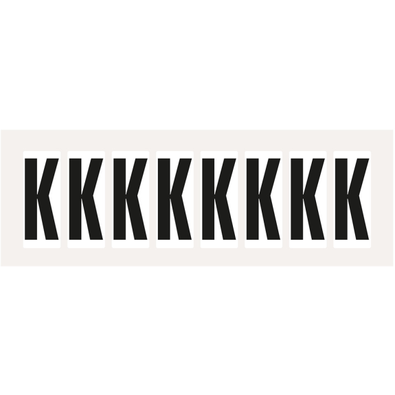 Buchstabe K, weiß/schwarz, Folie, Schrifthöhe 40mm, 52,9x23,8mm, 10/Bogen-Beschreibung lesen