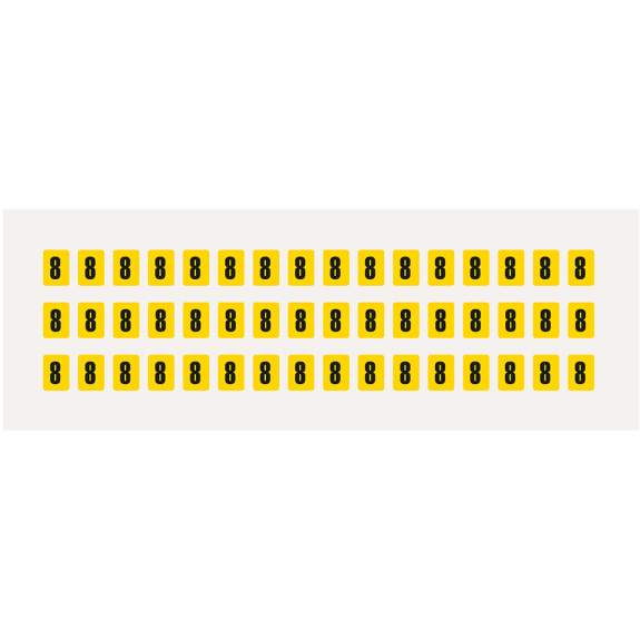 Ziffer 8, gelb/schwarz, Folie, Schrifthöhe 8mm, 9,5x13mm, 20 Bogen/VE Ziffer 8, gelb/schwarz, Folie, Schrifthöhe 8mm, 9,5x13mm, 20 Bogen/VE-Beschreibung lesen