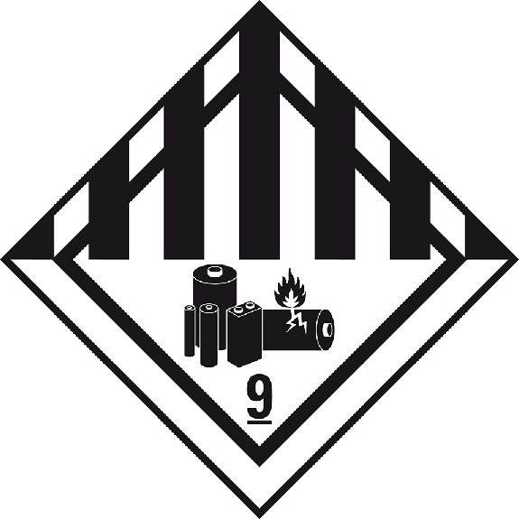 Verpackungskennzeiche KL.9A Lithiumbatterien, Haftpapier, permanent, 50x50mm, 1000/Rolle, IMDG-Code, GGVSEB, ADR, IATA-Beschreibung lesen