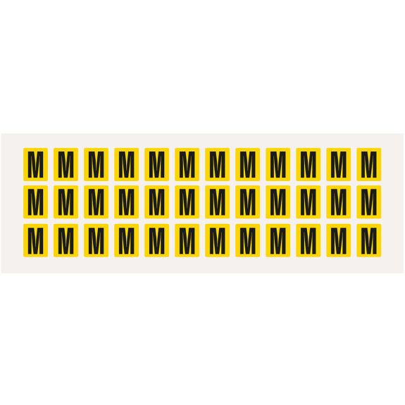 Buchstabe M, gelb/schwarz, Folie, Schrifthöhe 15mm, 14x19mm, 20 Bogen/VE Buchstabe M, gelb/schwarz, Folie, Schrifthöhe 15mm, 14x19mm, 20 Bogen/VE-Beschreibung lesen