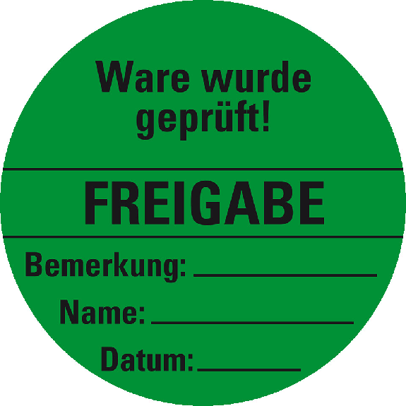 Organisationsetikett Freigabe, grün, Haftpapier, ablösbar, Ø 60mm, 500/Rolle-Beschreibung lesen