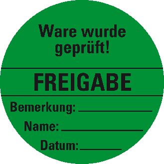 Organisationsetikett Freigabe, grün, Haftpapier, ablösbar, Ø 60mm, 500/Rolle-Beschreibung lesen