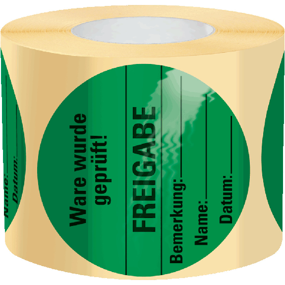 Organisationsetikett Freigabe, grün, Haftpapier, ablösbar, Ø 60mm, 500/Rolle-Beschreibung lesen