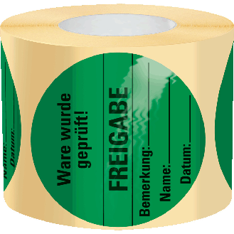Organisationsetikett Freigabe, grün, Haftpapier, ablösbar, Ø 60mm, 500/Rolle-Beschreibung lesen