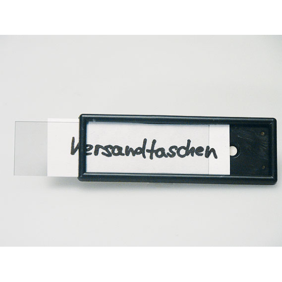 Etikettenrahmen, schwarz, Kunststoff mit selbstklebender Folie, 38x114mm,100/VE-Beschreibung lesen