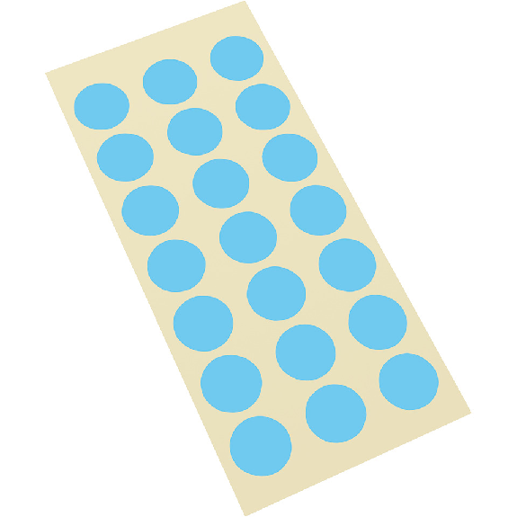 Markierungspunkt, blanko, hellblau, Haftpapier, ablösbar, Ø 25mm, 21/Bogen-Beschreibung lesen