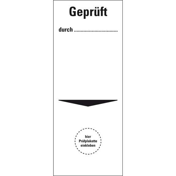 Grundetikett Geprüft durch..., Folie, selbstklebend, 40x100mm, 5/Bogen-Beschreibung lesen