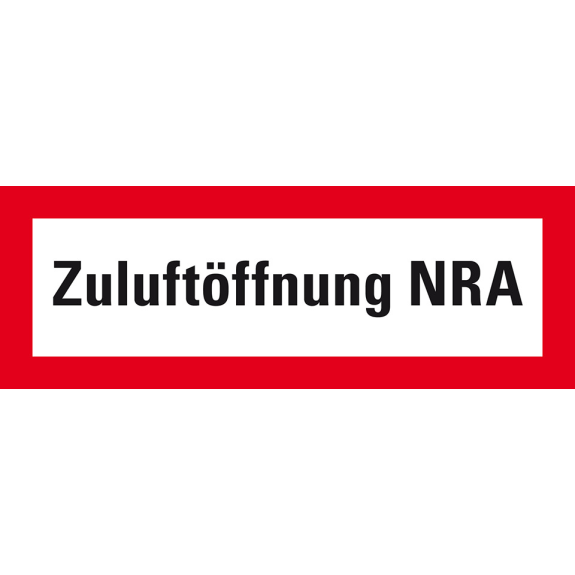 Feuerwehrzeichen Zuluftöffnung NRA, praxisbewährt, Kunststoff, 297x105mm Feuerwehrzeichen Zuluftöffnung NRA, praxisbewährt, Kunststoff, 297x105mm-Beschreibung lesen