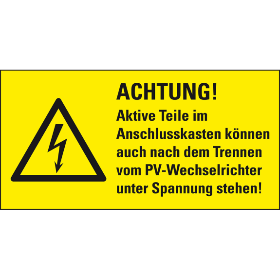 Warn-Kombischild Achtung! Aktive Teile können..., RoHS konform, Folie, 74x37mm, ASR A1.3, DIN EN ISO 7010 W012-Beschreibung lesen