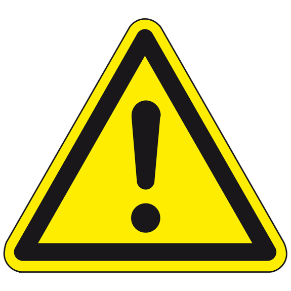 Warnschild Allgemeines Warnzeichen, ASR/ISO, Folie, SL 100mm, 500/Rolle-Beschreibung lesen