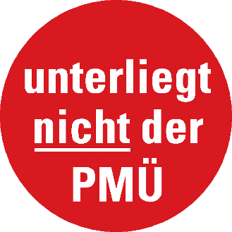 Prüfplakette unterliegt nicht der PMÜ, rot, Folie, selbstklebend,Ø 10mm,10/Bogen-Beschreibung lesen