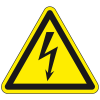 Warnschild Warnung el.Spannung,ASR/ISO,für ölige Untergründe,SL 50mm,6/Bogen