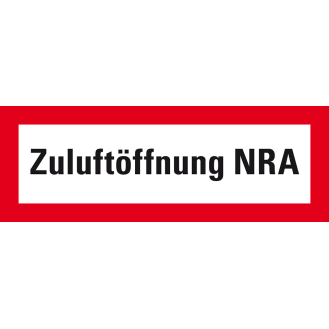 Feuerwehrzeichen Zuluftöffnung NRA, DIN 4066, Folie, selbstklebend, 297x105mm, DIN 4066-Beschreibung lesen
