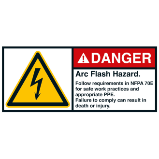 ANSI-Aufkleber DANGER Arc Flash Hazard, UL anerkannt, 45x100mm, 2/Bogen-Beschreibung lesen