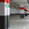 Rettungszeichen Rettungsweg/Notausgang rechts, Kunststoff, 200x200mm, ASR A1.3, DIN EN ISO 7010 E002