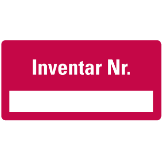 Inventaretikett Inventar Nr., einzeilig, rot, Dokumentenfolie, 40x20mm, 16/Bogen-Beschreibung lesen
