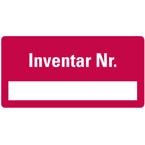 Inventaretikett Inventar Nr., einzeilig, rot, Dokumentenfolie, 40x20mm, 16/Bogen Inventaretikett Inventar Nr., einzeilig, rot, Dokumentenfolie, 40x20mm, 16/Bogen-Beschreibung lesen