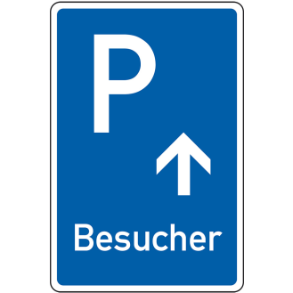 Parkplatzschild Besucher mit Pfeil geradeaus, Aluminium RA0, reflektierend, 600x900, DIN 67520-Beschreibung lesen