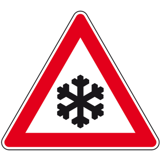 Verkehrszeichen Schnee- oder Eisglätte, Aluminium RA0, reflektierend, SL 900mm, DIN 67520-Beschreibung lesen