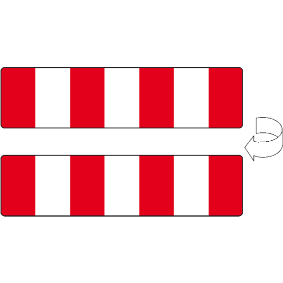 Verkehrszeichen Höhenleitmal, doppelseitig, zum Abhängen, Aluminium RA0, reflektierend, 1200x250mm-Beschreibung lesen