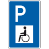 Parkplatzschild mit Behindertensymbol, Aluminium RA0, reflektierend, 600x900mm, DIN 67520, nach StVO