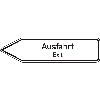 Wegweiser Ausfahrt/Exit, 2-sprachig, linksweisend, Aluminium RA0, 1400x350mm, DIN 67520