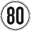 Geschwindigkeits-Schild 80 km/h, StVZO § 58, Folie, selbstklebend, Ø 200mm Geschwindigkeits-Schild 80 km/h, StVZO § 58, Folie, selbstklebend, Ø 200mm