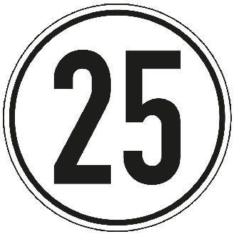 Geschwindigkeits-Schild 25 km/h, StVZO § 58, Aluminium, Ø 200mm-Beschreibung lesen