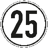 Geschwindigkeits-Schild 25 km/h, StVZO § 58, Aluminium, Ø 200mm Geschwindigkeits-Schild 25 km/h, StVZO § 58, Aluminium, Ø 200mm