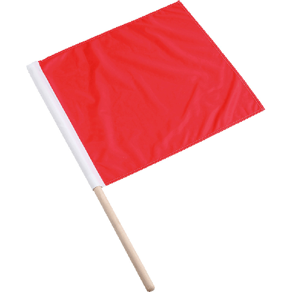 Warnflagge, rot, Polyester, 500x500mm, mit 800mm langem Holzstiel, Ø 18mm-Lire la description