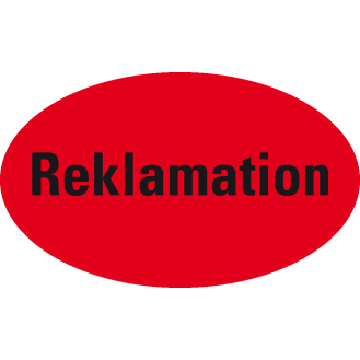 Organisationsetikett Reklamation, oval, rot, Haftpapier, ablösbar, 90x53mm, 500/Rolle-Beschreibung lesen